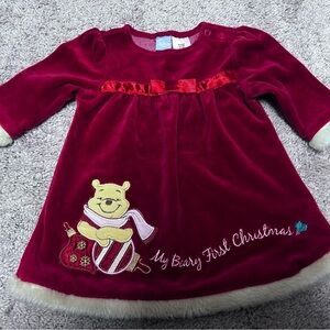 Disney Baby Dress Winnie the Pooh My Beary First Christmas Vintage 6-9 Months